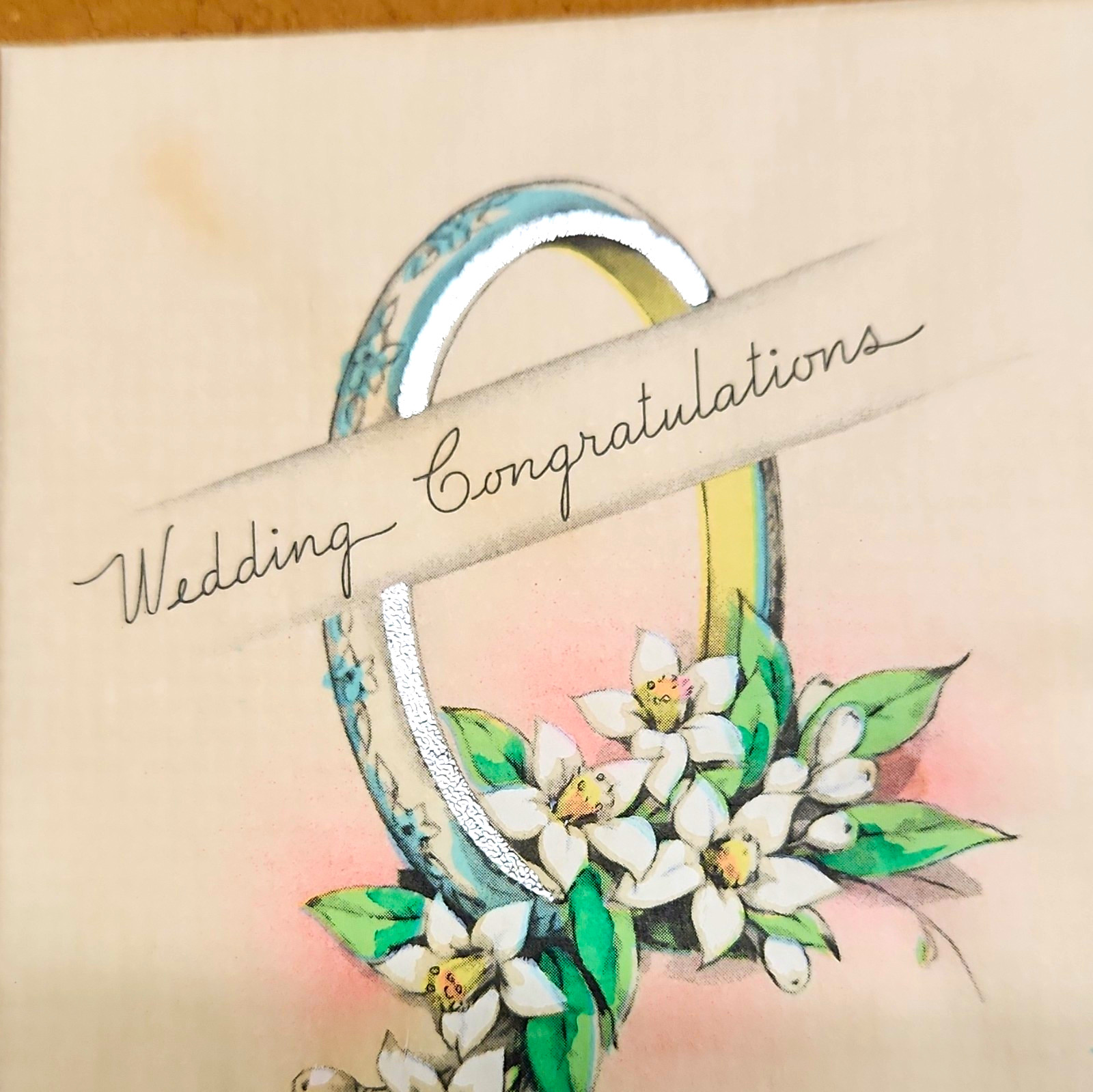 Vintage 1936 Volland Joliet Wedding Greeting Card 4061 & Postmark Envelope