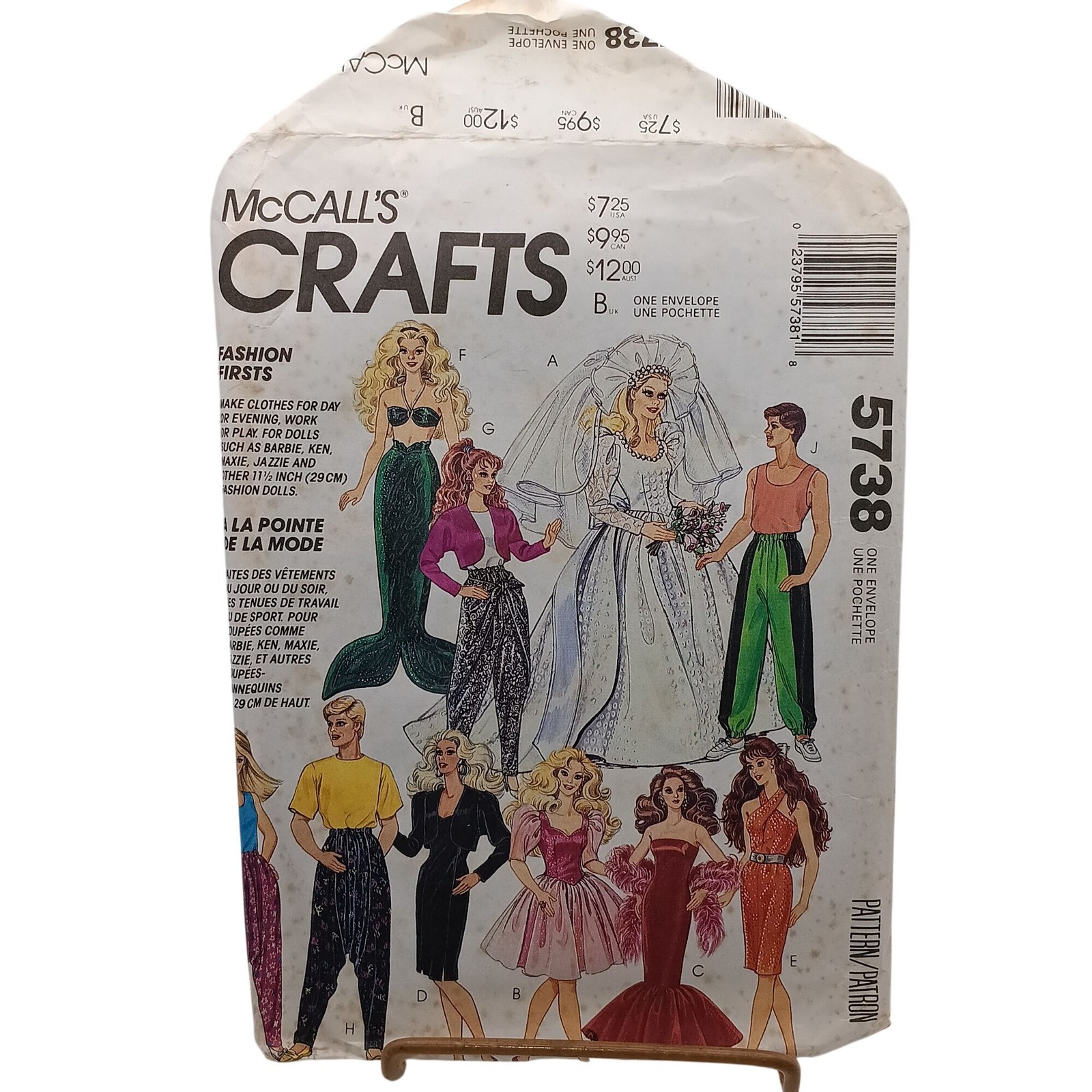 UNCUT McCalls Crafts Fashion Doll Clothes Sewing Pattern 5738 For Barbie & 11 1/
