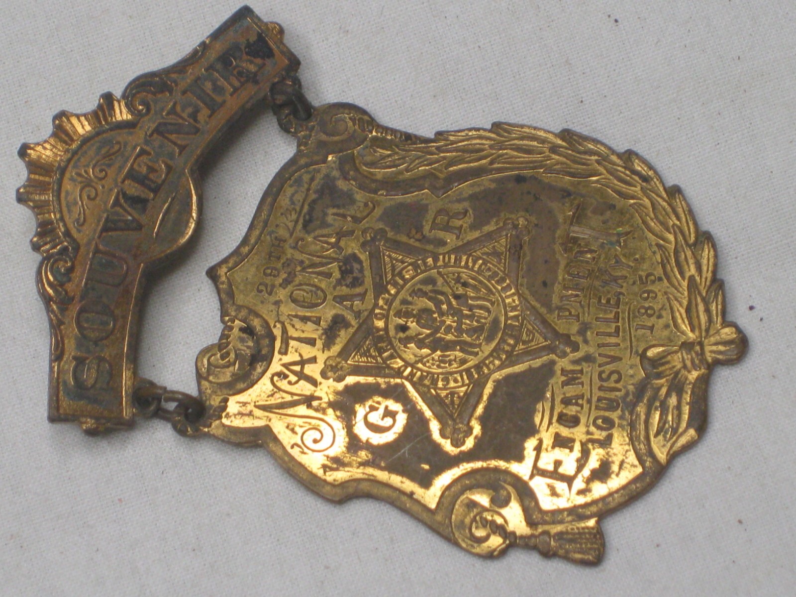Rare GAR 1895 Louisville Encampment KENTUCKY Souvenir Badge Army Republic Star