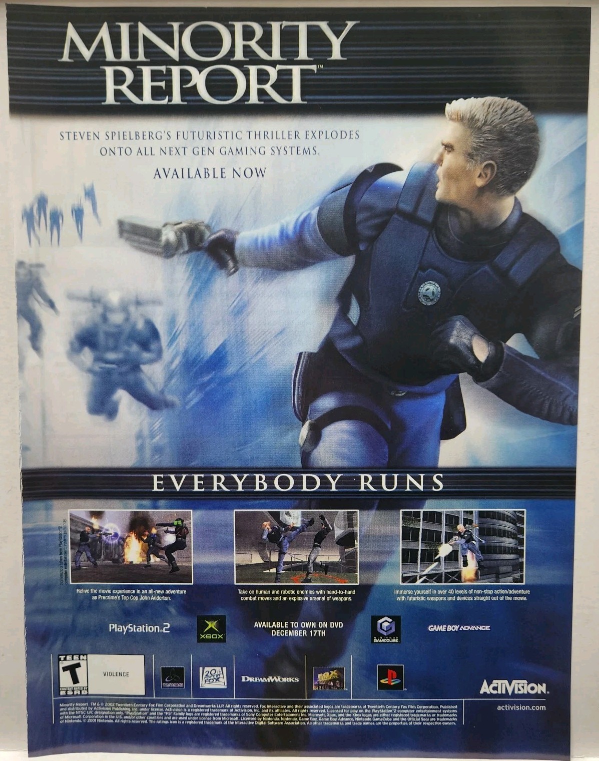 2002 Minority Report Sony Playstation 2 PS2 XBOX Print Ad Poster Promo Art
