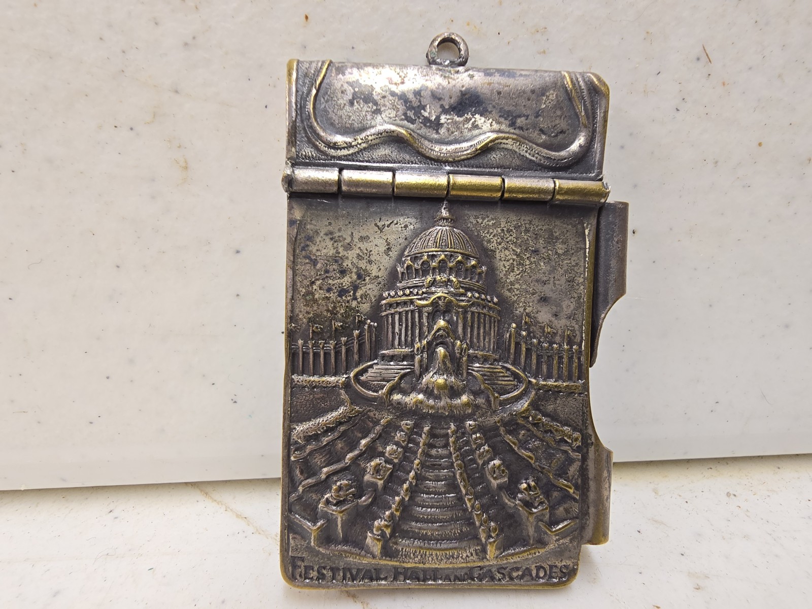Antique 1904 Worlds Fair St Louis Festival Hall Cascades Pocket Notepad Case