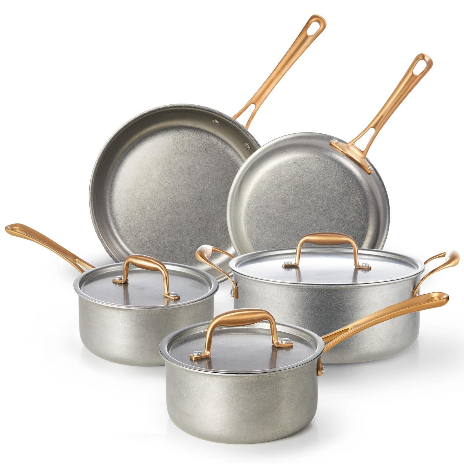 8-Piece Vintage Stainless Steel Cookware Set, Durable Pots & Pans for Kitchen