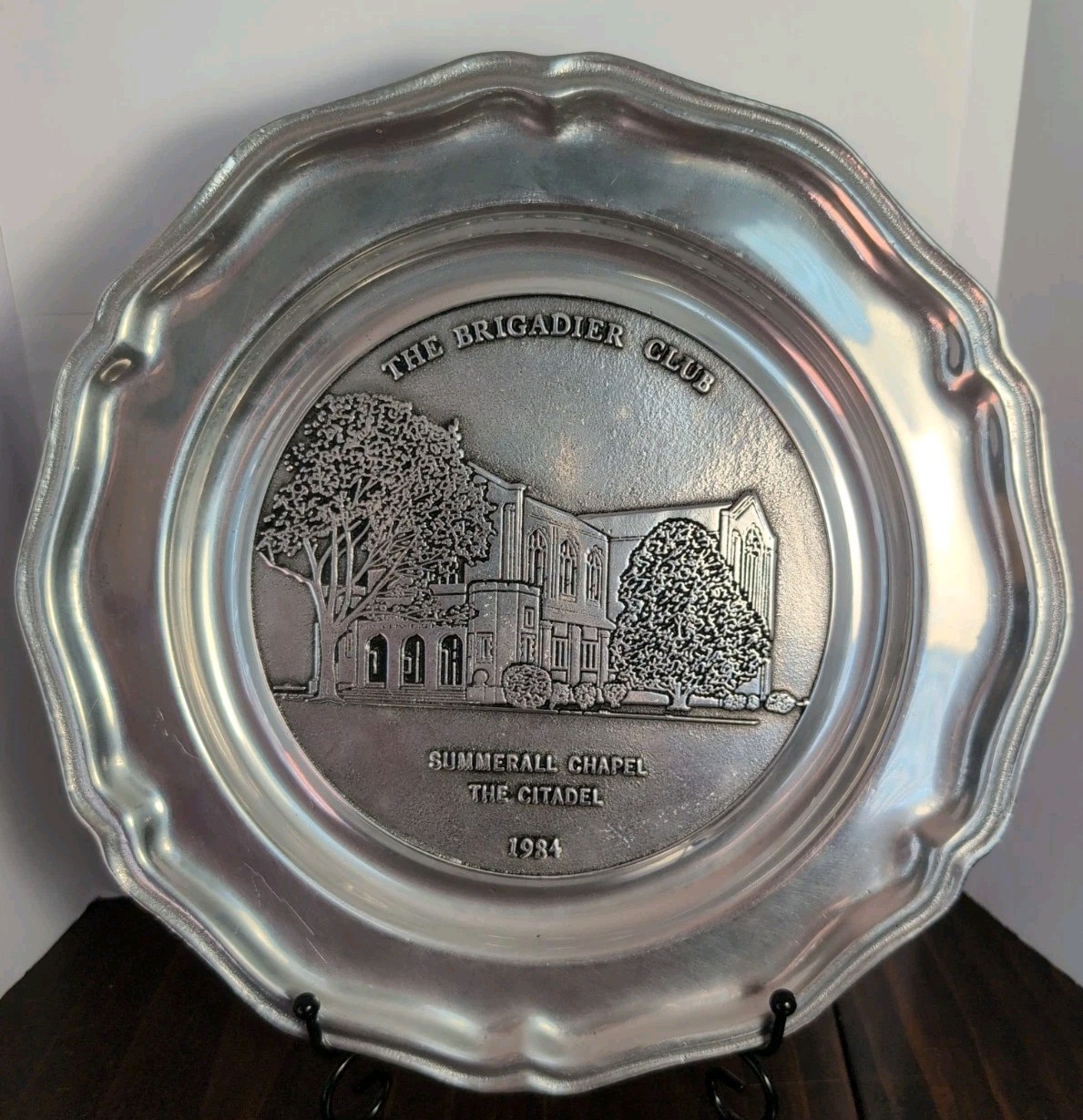 Vintage 1984 William Armetale The Citadel Brigadier Club Summerall Chapel Plate