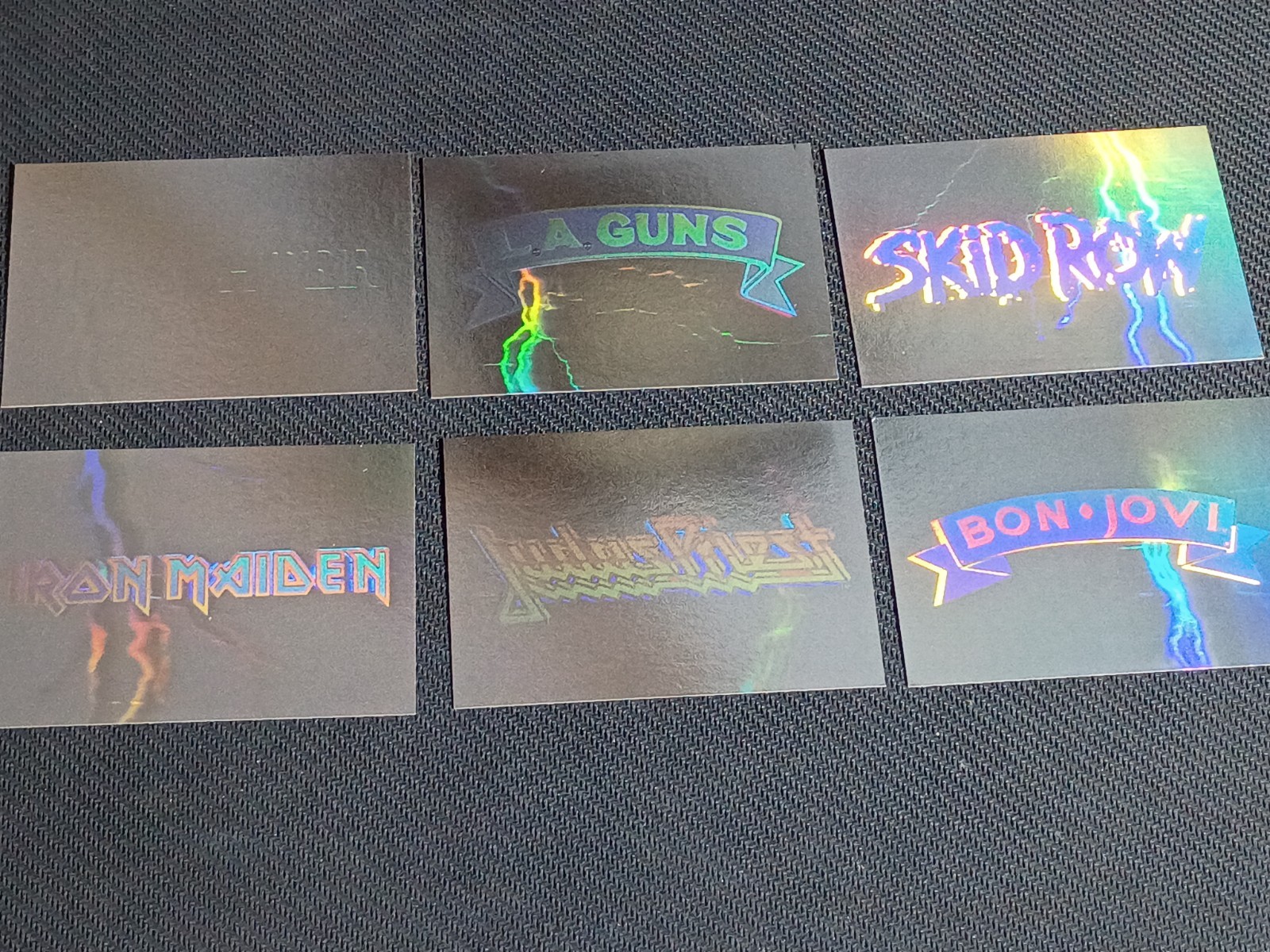 1991 Impel Mega Metal set of  6 HOLOGRAM Chase Insert Cards - Iron Maiden, Judas