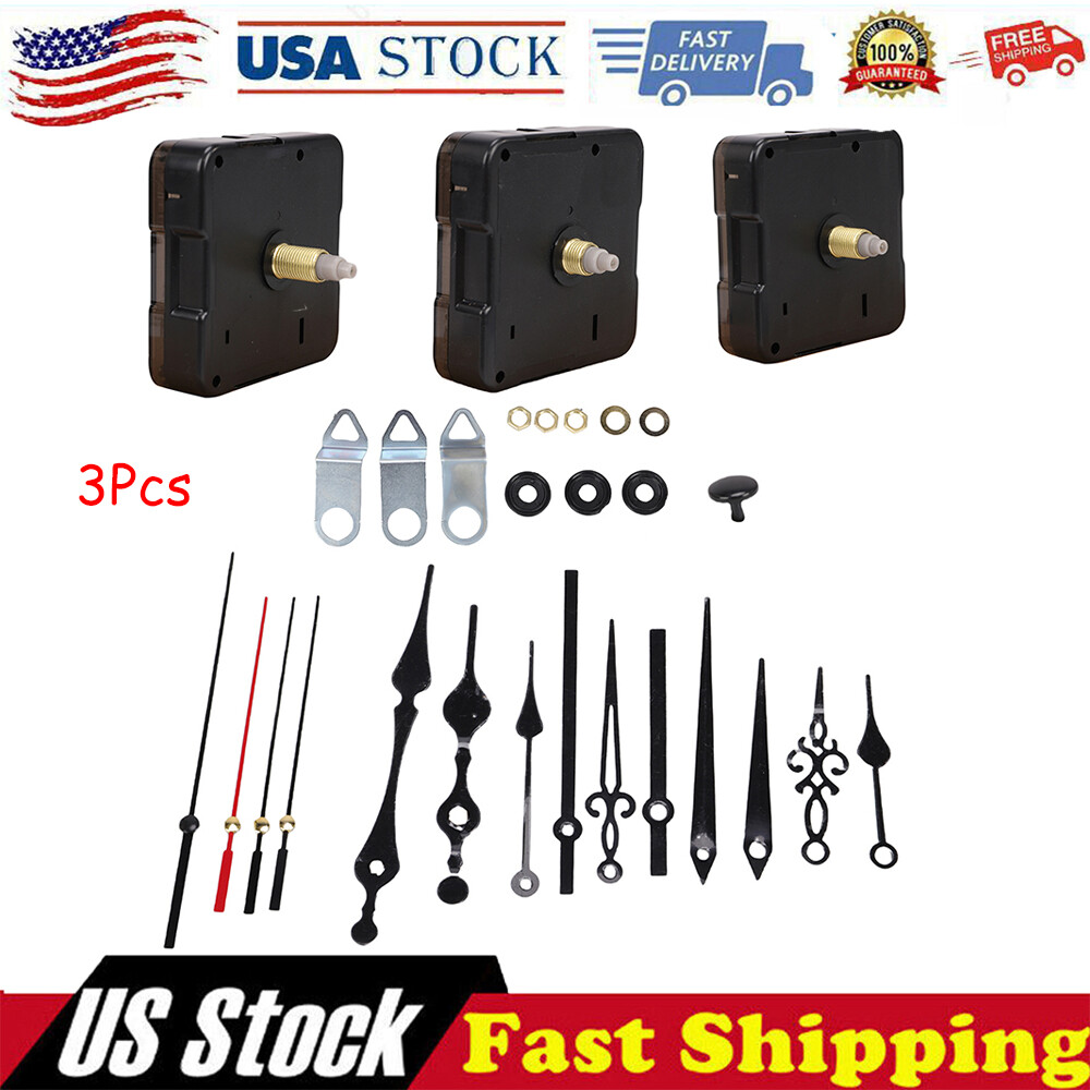 3PCS DIY Wall Quartz Clock Movement Mechanism Replacement Repair Tool Parts Kit