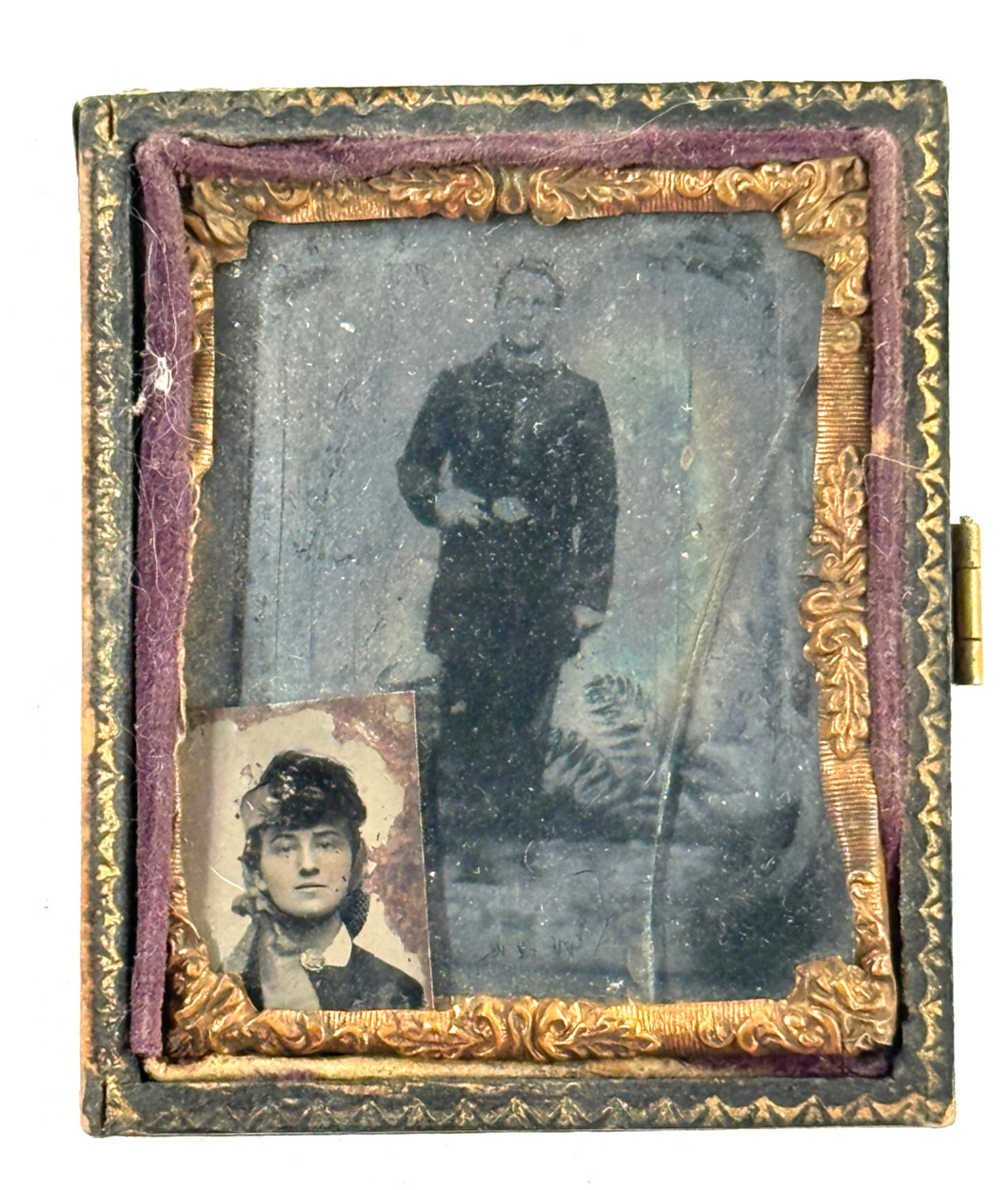 Antique 1/9th Plate Union Civil War Soldiers Photo Tintype KS IL cased