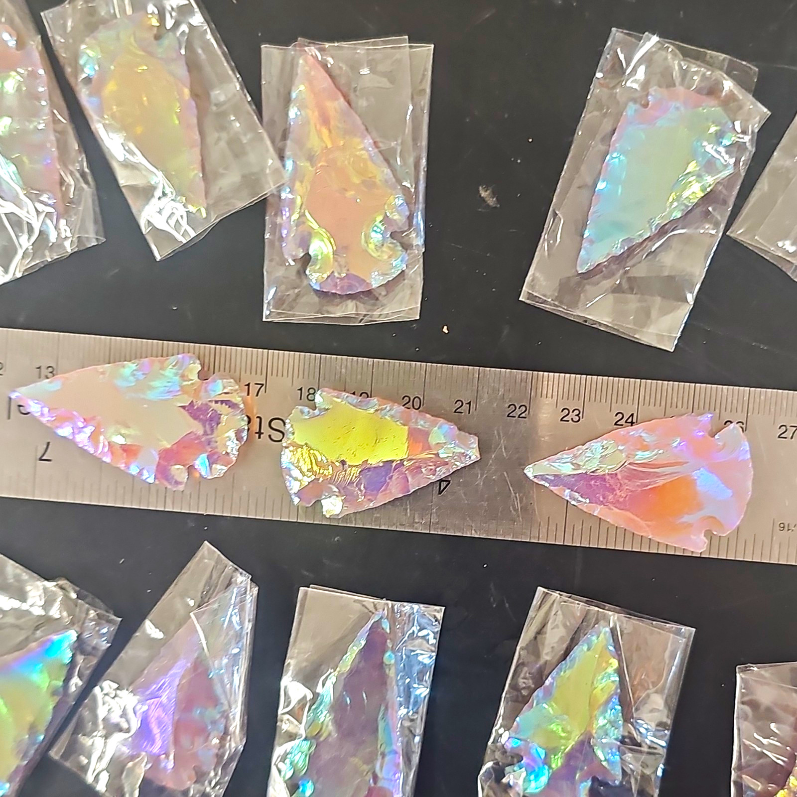 Wholesale Bulk Lot 25 pcs Rose Quartz Aura Arrowheads Crystal Healing Gemstones