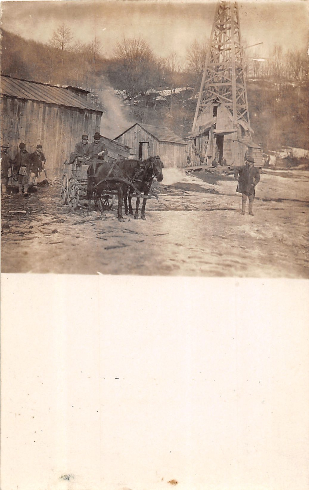 J53/ Interesting RPPC Postcard c1910 Oil Well Derrick Horse-Drawn Wagon 19