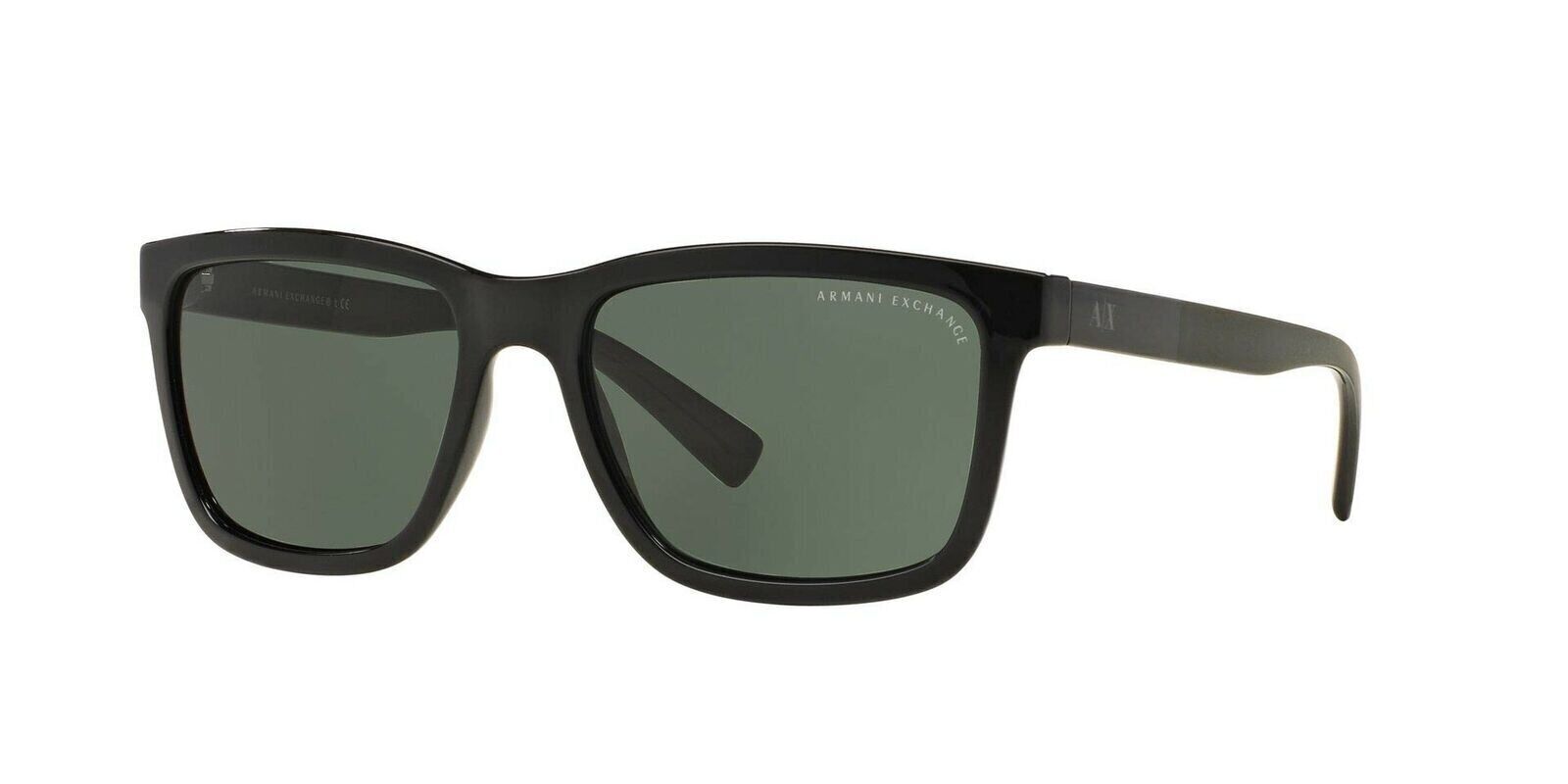 A|X Armani Exchange Men\'s AX4045S Rectangular Sunglasses, Black/Grey Green,