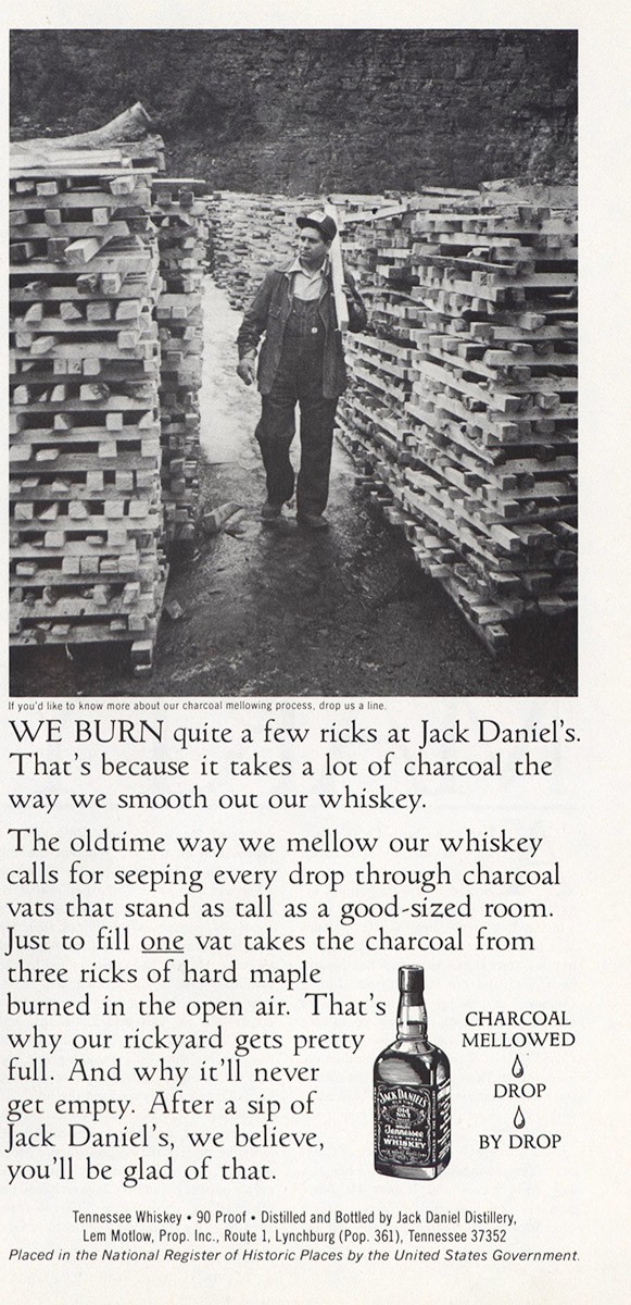 1982 Jack Daniels: We Burn Quite a Few Ricks Vintage Print Ad