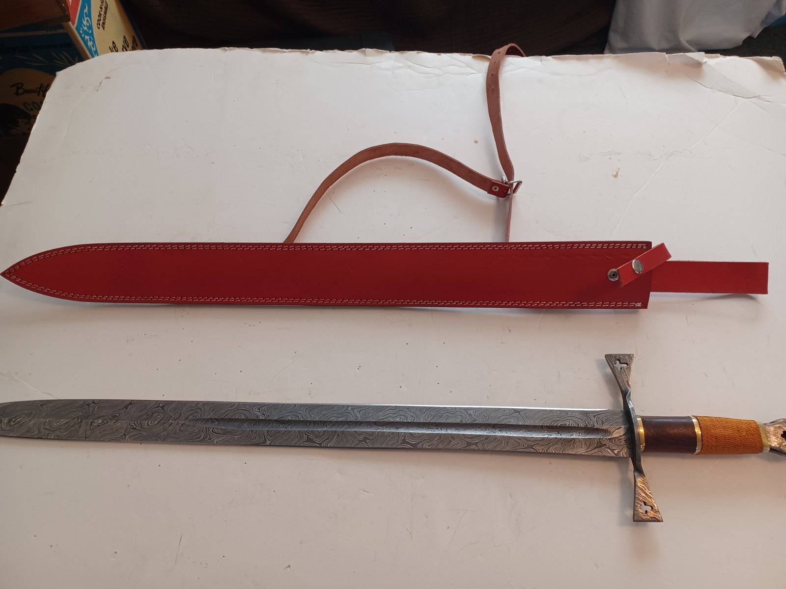  Damascus Sword Crusader sword, Damascus cross sword. Templar longsword (Unwgc)