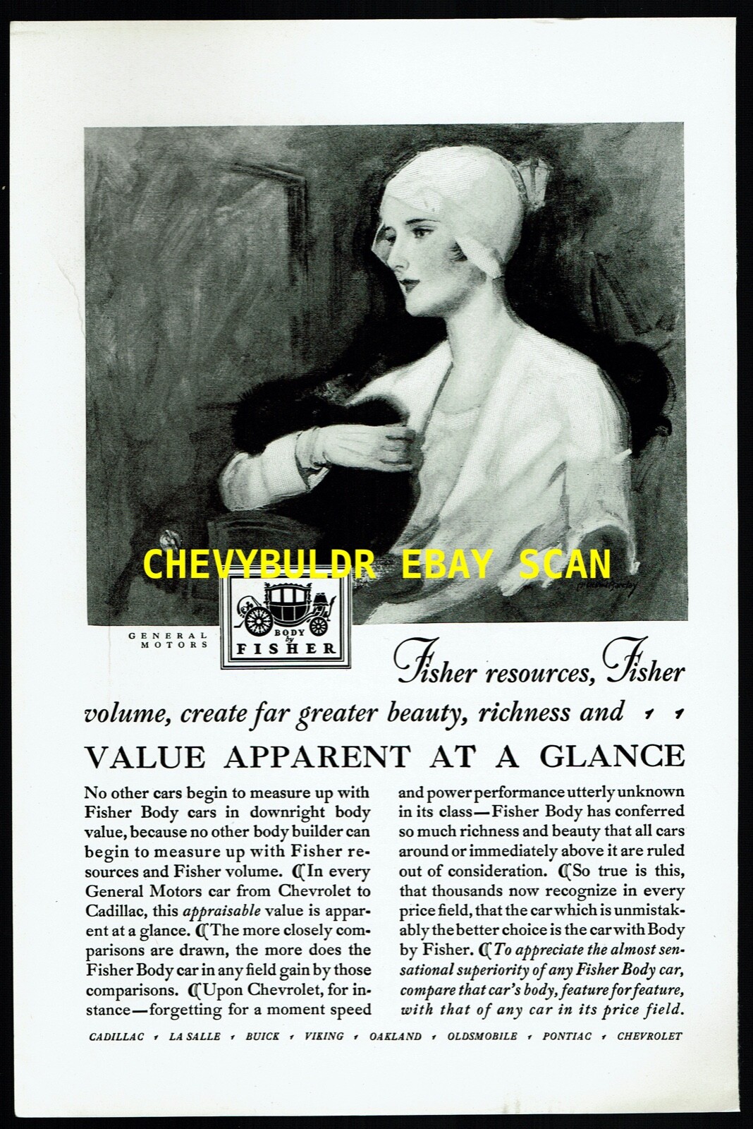 1929 GM's Body by Fisher Vintage Depression Era ad 