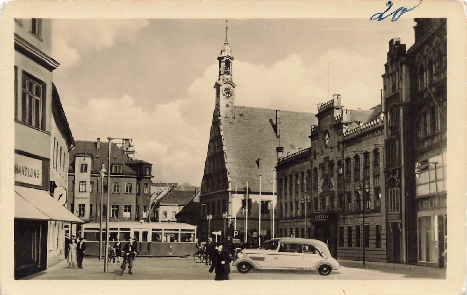 Postcard Zwickau (08056), Main Market with Gewandhaus, real photo, unused