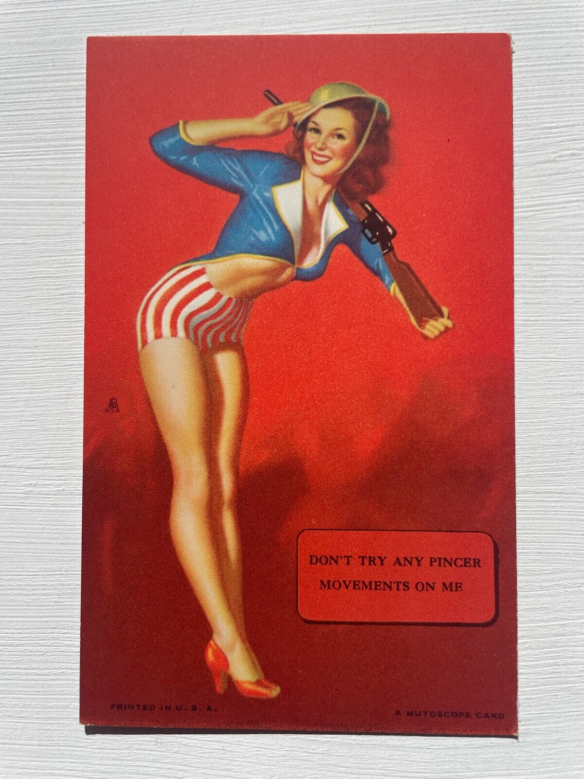 1940's Pinup Girl Picture Mutoscope Card- Patriotic Woman
