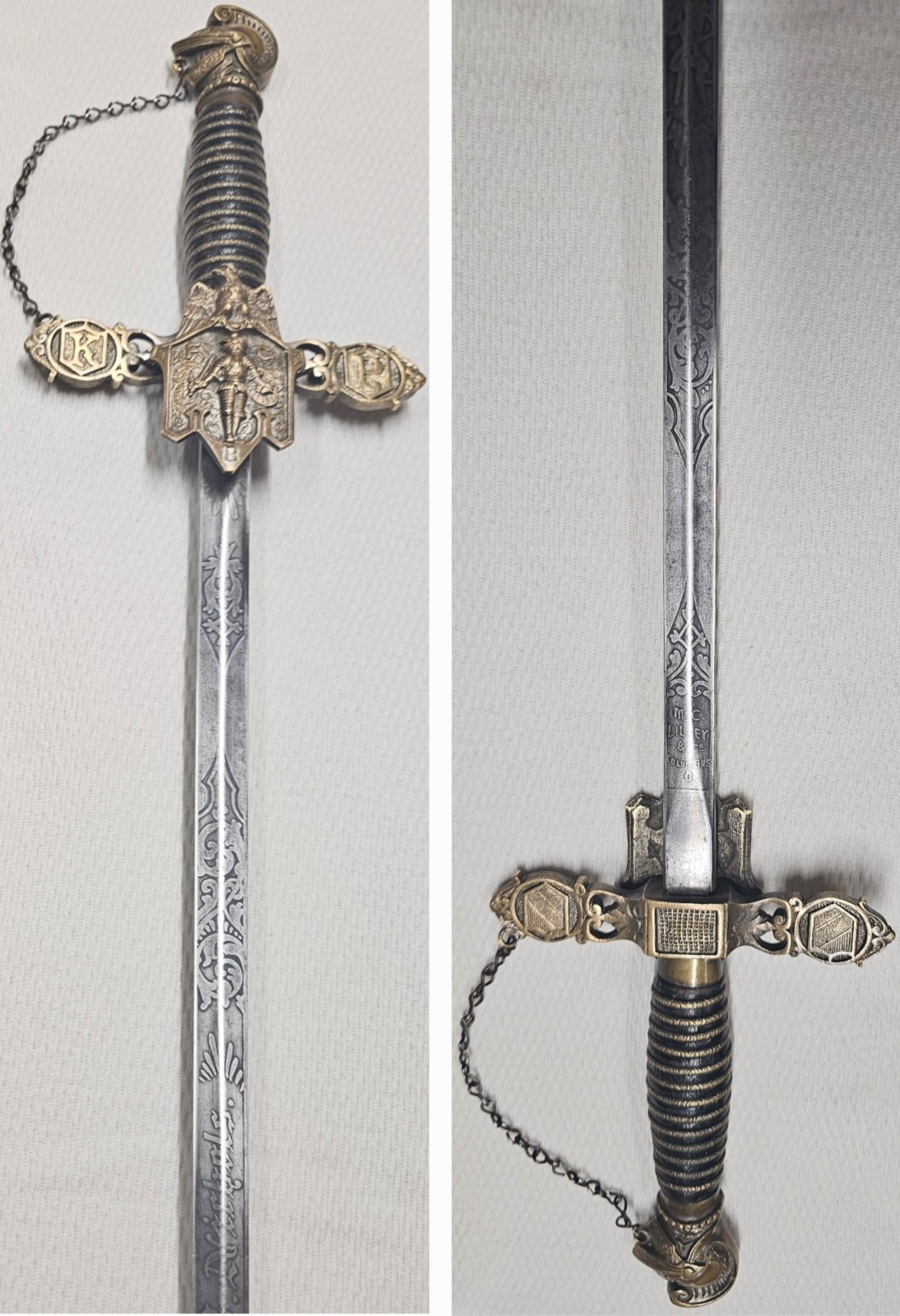 Early Antique 1870s MC Lilley Knights of Pythias Sword Named WH Nichols FCB Ohio