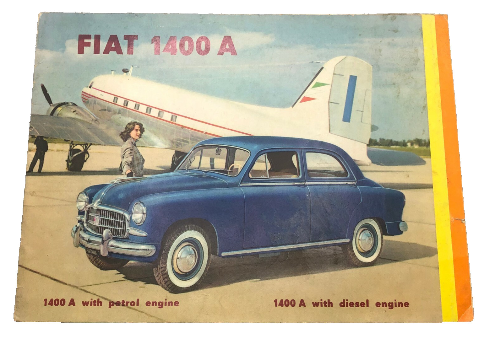 Vintage Fiat 1400 A Car Automobile Brochure Retro Fold Out Diagram Italy