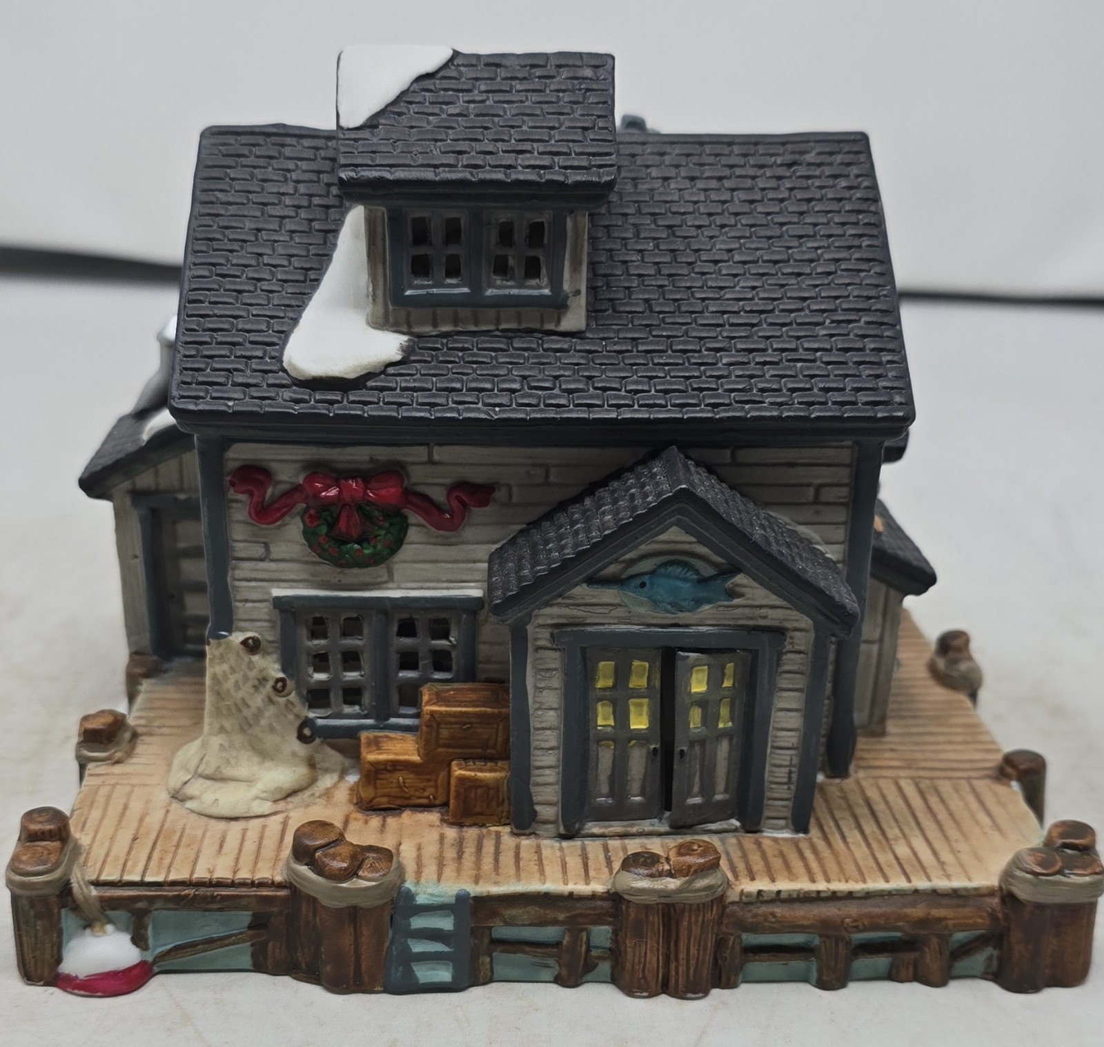 Vintage 1998 Lemax Ol's Fisherman's Shack Dock Christmas Village House