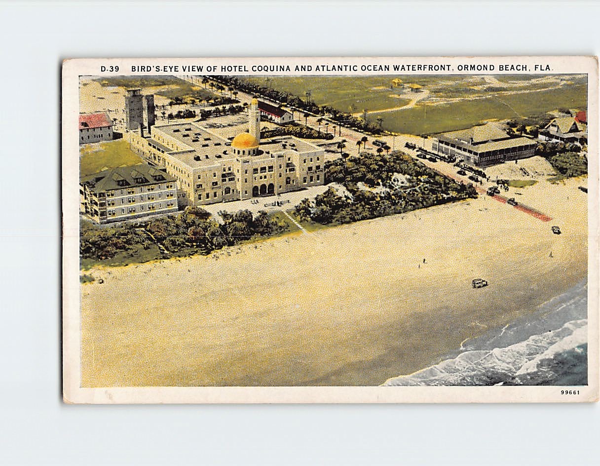 Postcard Birds Eye View Of Hotel Coquina And Atlantic Ocean Waterfront FL USA