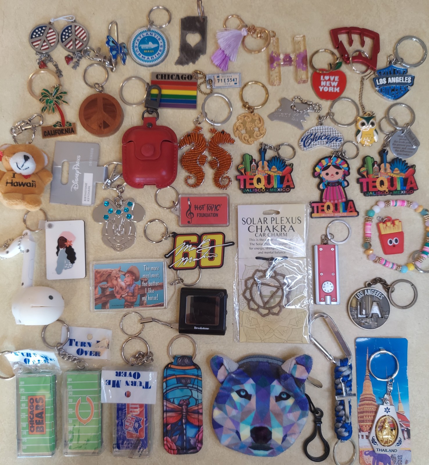 Huge Mixed Lot of Keychains Various Kinds Charms Medallions Lanyards 