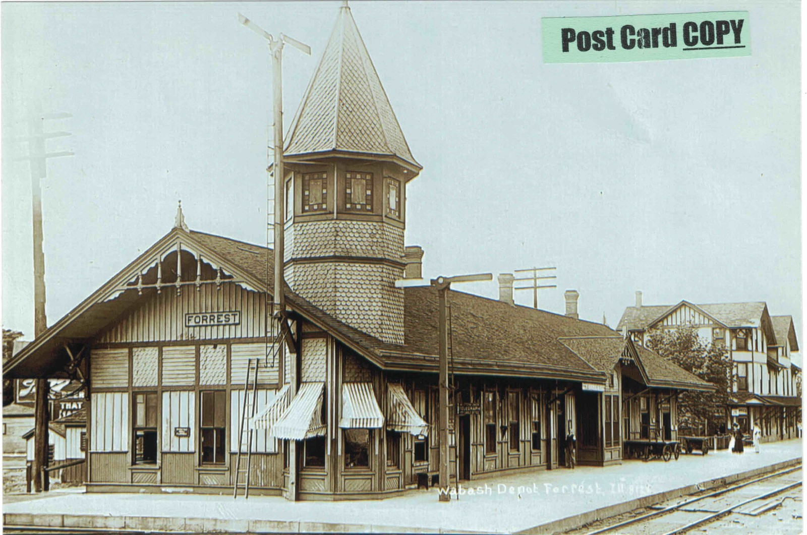Wabash Railroad Depot (train station) at Forrest, Livingston Co., IL Illinois