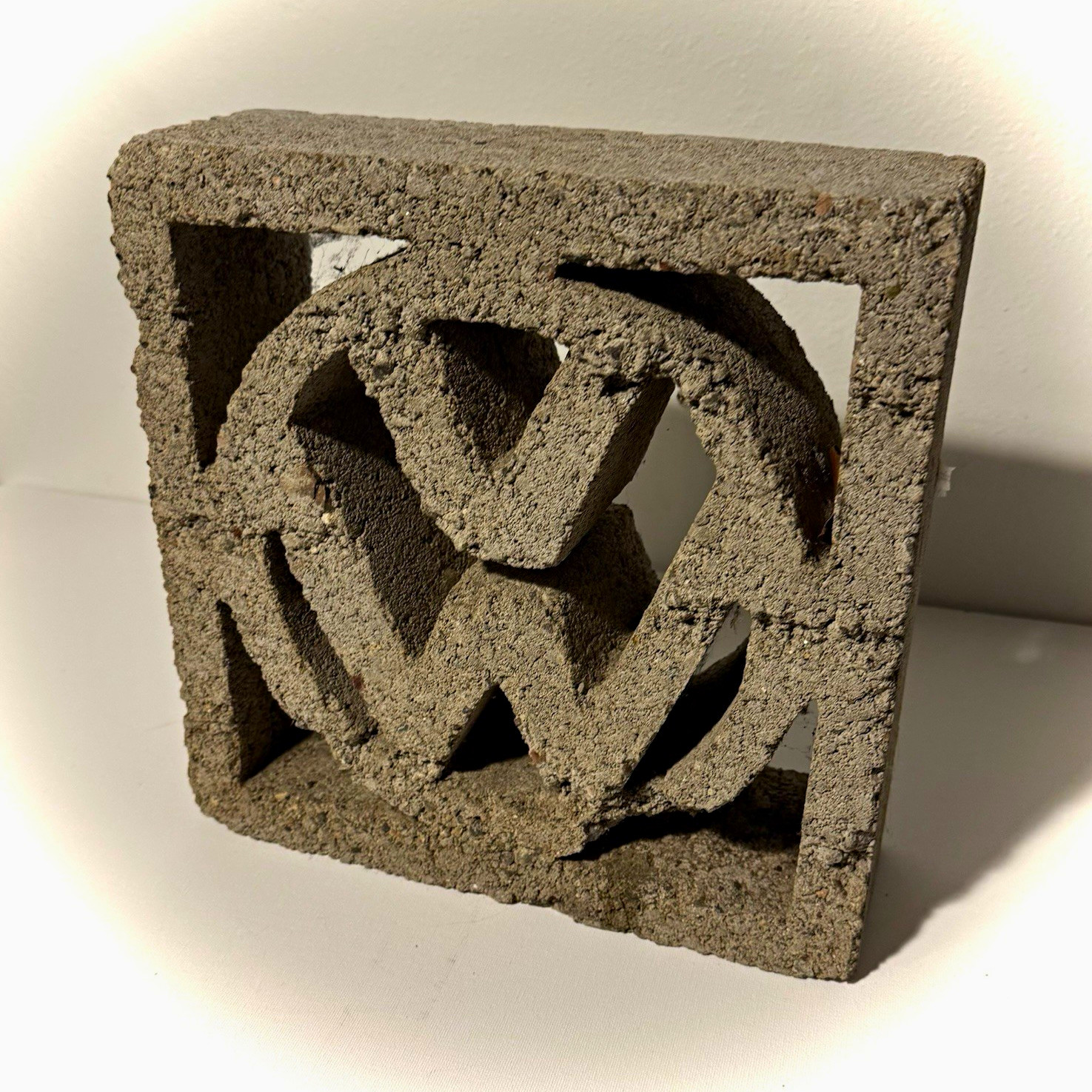 Gray Concrete Volkswagen VW Logo Square Wall Tile, 3D Effect rare