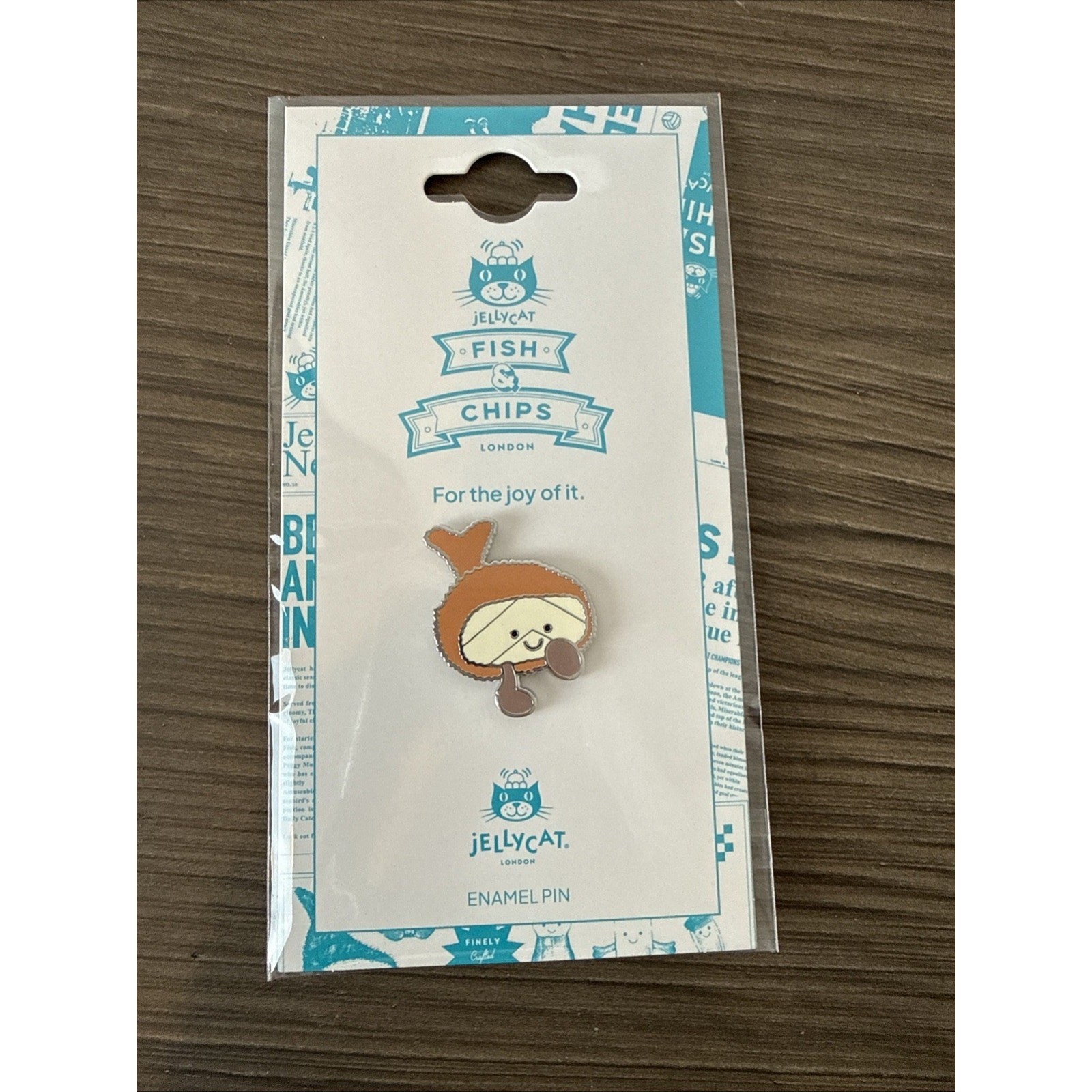 Jellycat Selfridges Exclusive Fish and Chips Enamel Pin badge Lily Fish - NEW