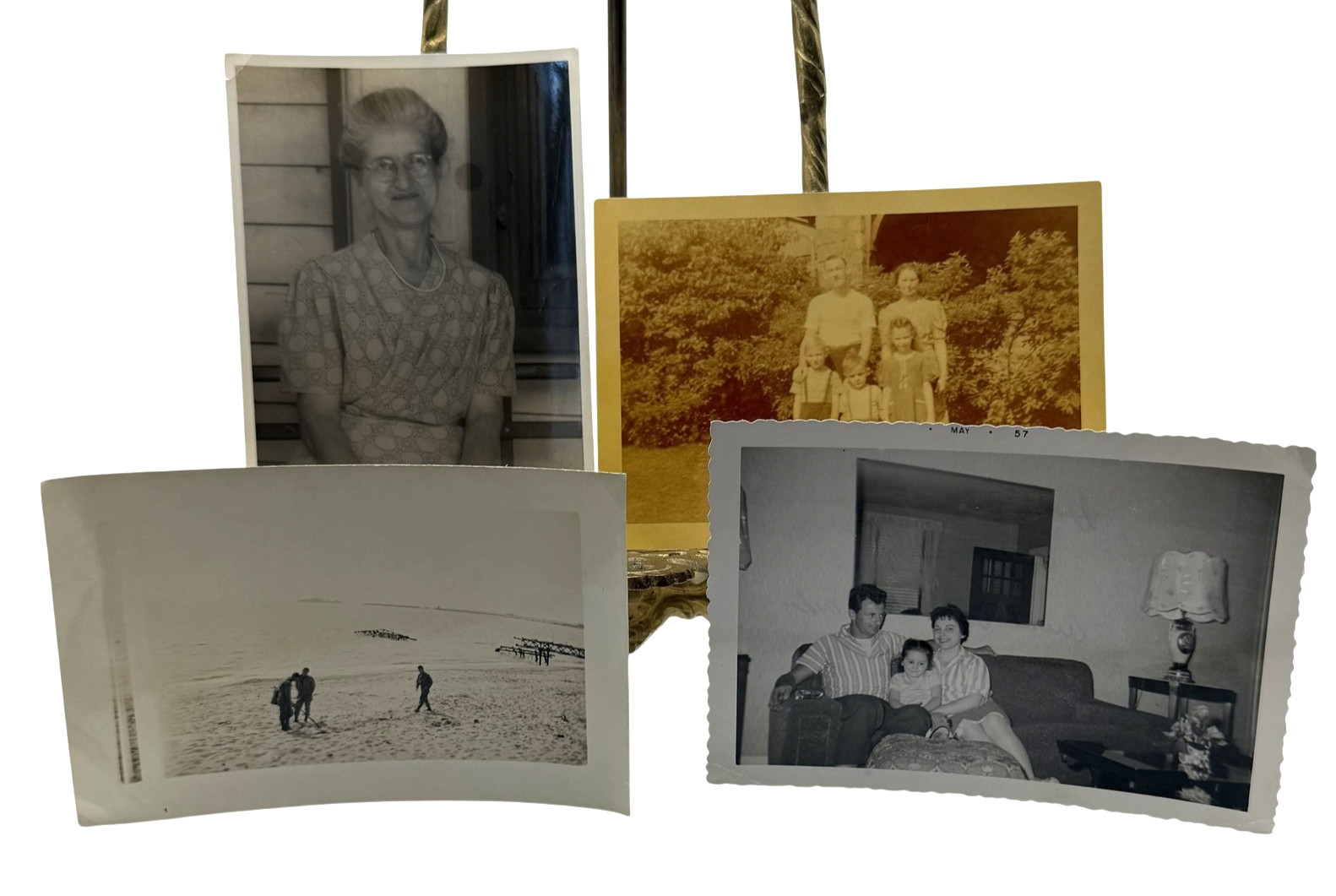 Vintage 1948-57 American Family Beach Life Lot 4 Photos 3.5x5 B&W Gelatin Orig