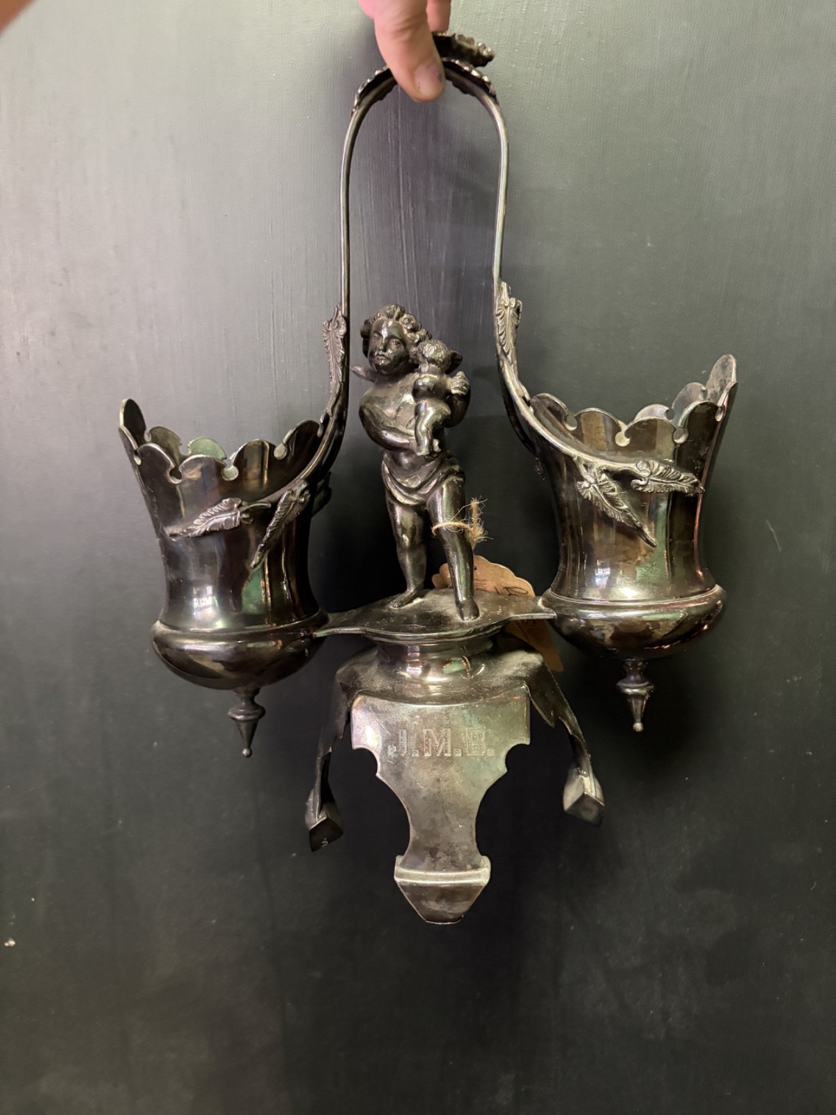 Vintage Silver Epergne Angel Candle Holder Vintage Silver Epergne Angel Candle Holder
