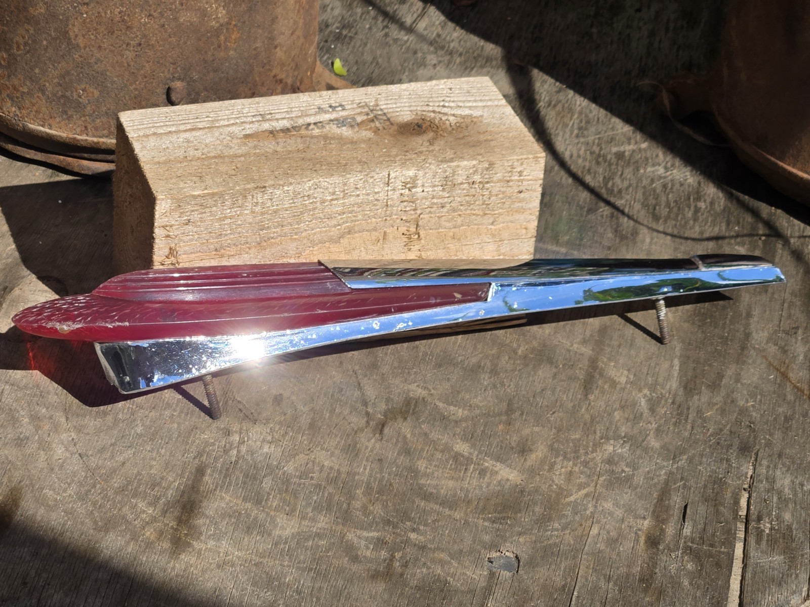 Original 1949 1950 Chevrolet Red Lucite Hood Ornament