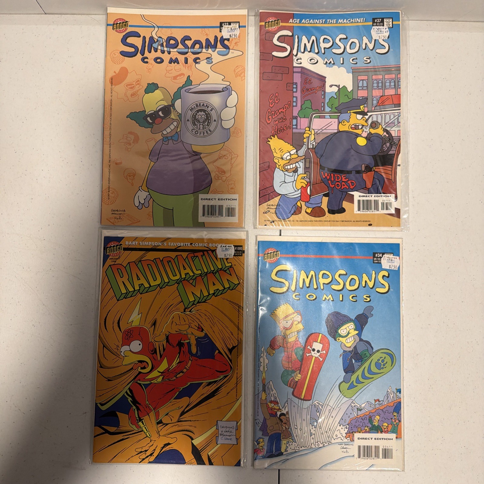 BONGO Simpsons Comics Lot Of 4: #1000 Radioactive Man - #32 #34 #37 - Comics LOT