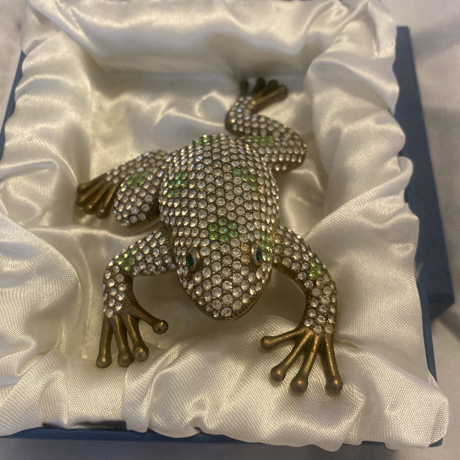 Swarovski Crystal Tree Frog Trinket Box. Pave, vintage, antique in box