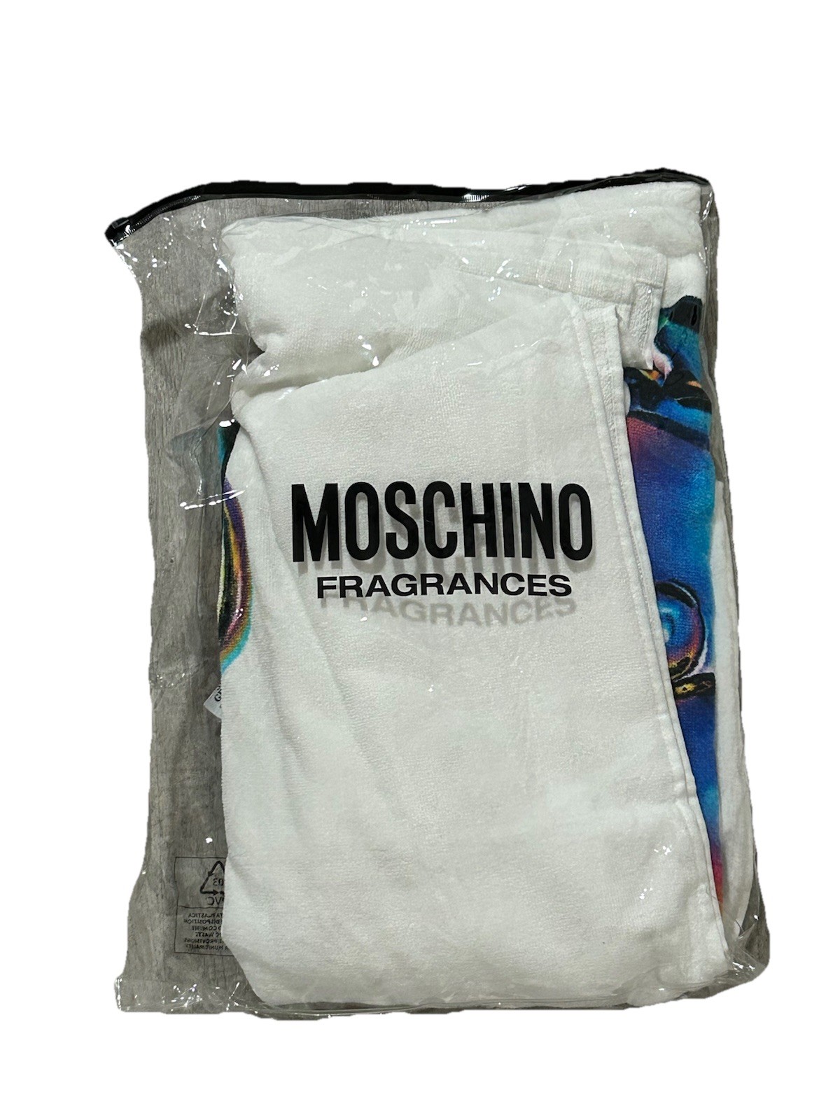 BRAND NEW MOSCHINO Toy 2 PEARL Bear Beach Summer Soft Towel Cotton White Rainbow