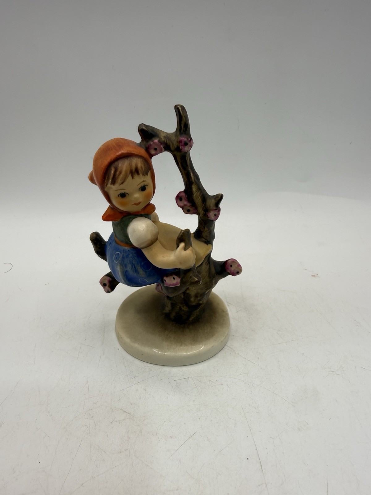 Vintage West Germany Girl Sitting in Flowering Tree Porcelain Figurine 4