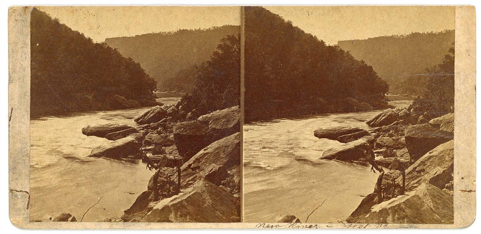 WEST VIRGINIA STEREOVIEW - New River Gorge - DH Anderson 1870s RARE