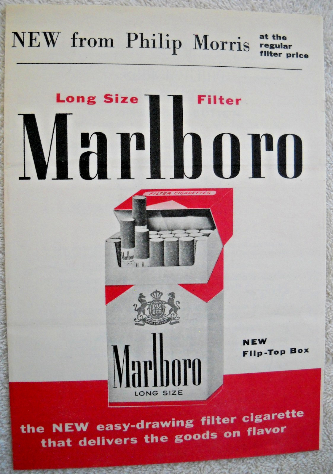 Original September 30, 1955 Philip Morris Marlboro Longs Announcement Brochure