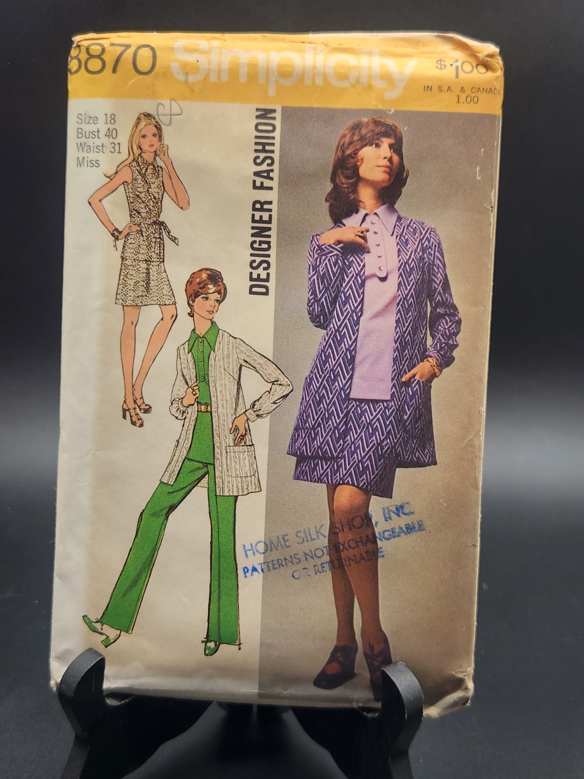 Vintage Simplicity Pattern 1970s Number 8870 Size 18 Uncut