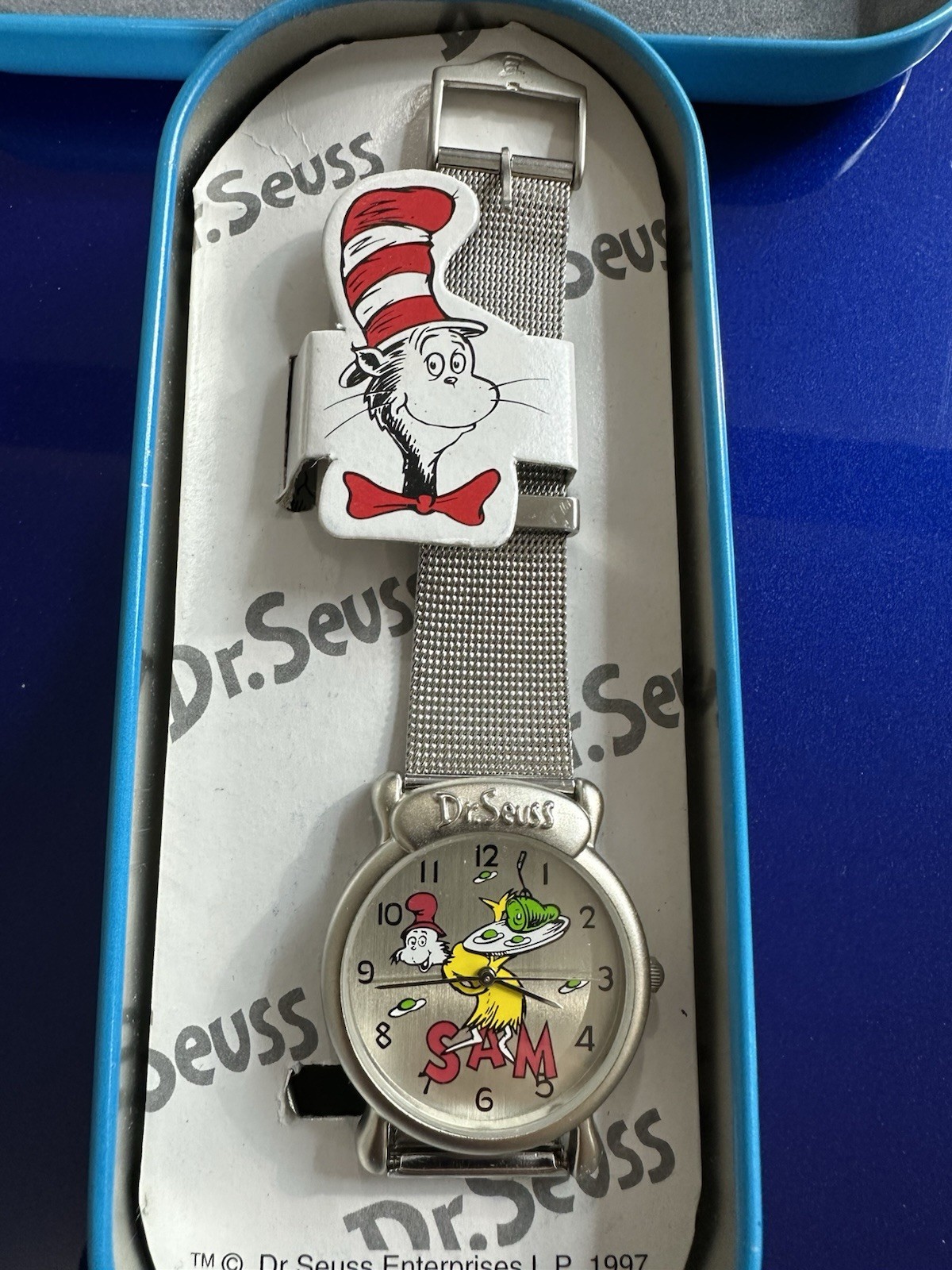 Vintage 1997 Dr. Seuss Green Eggs and Ham Watch Sam-I-Am Original Tin Case