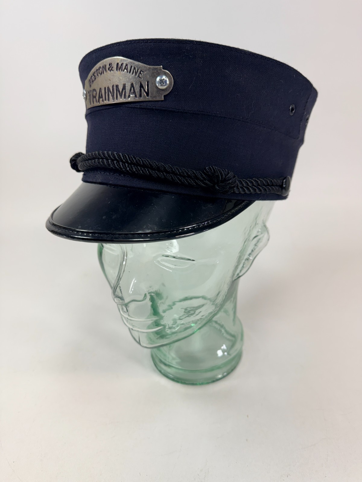 Boston and Maine Trainman Visor Cap Original Black  7 1/8  Rail Conductor