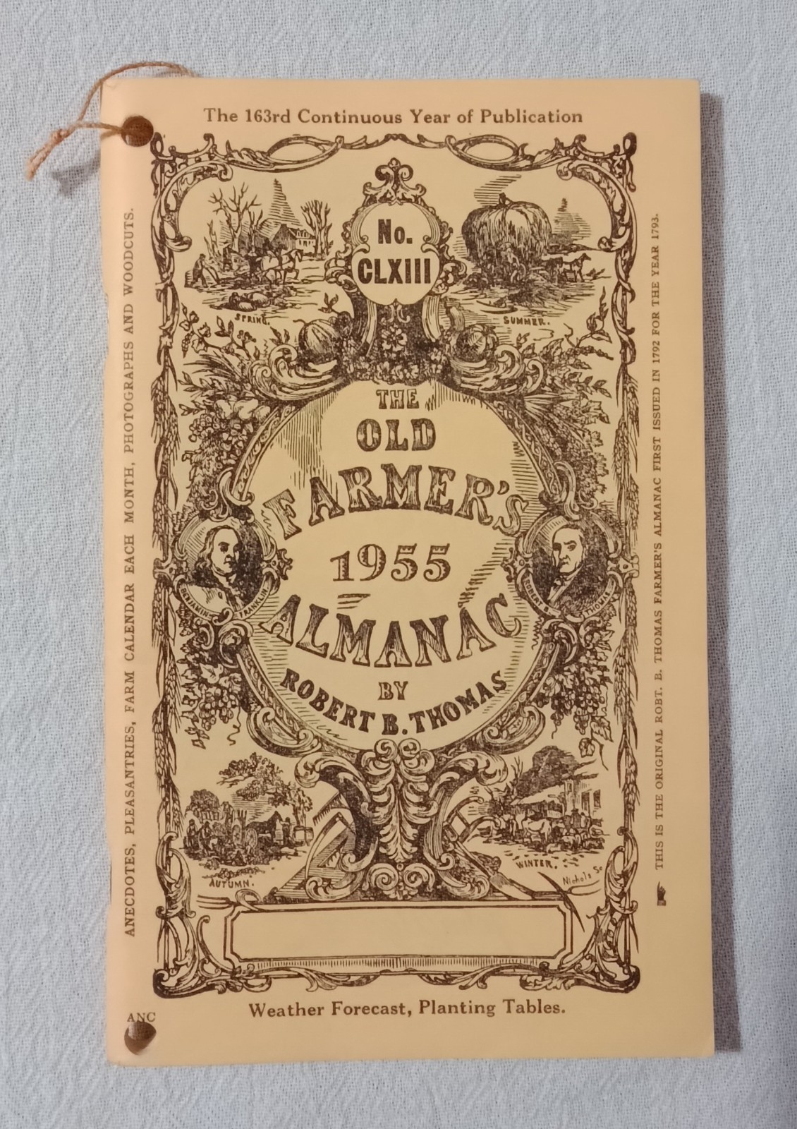 1955 THE OLD FARMER\'S ALMANAC BY ROBERT THOMAS NEAR MINT CONDITION