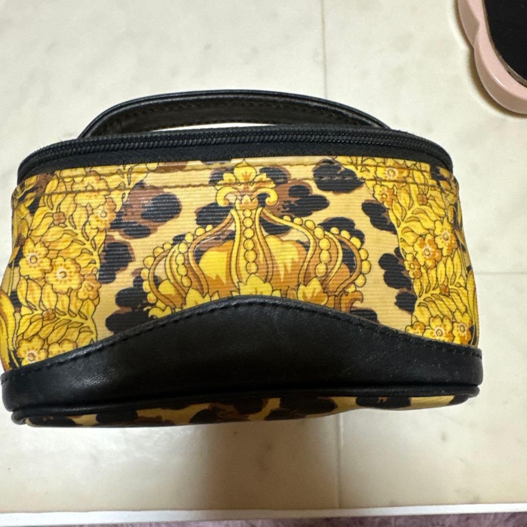 Versace Leopard Pattern Crown Vanity Pouch with Handle Used