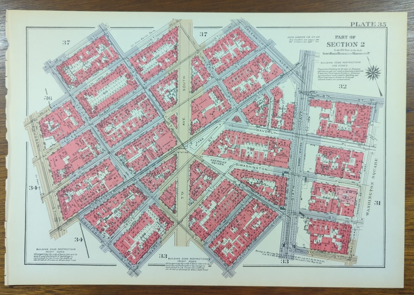 Vintage 1934 GREENWICH VILLAGE New York City Map SEE DESCRIPTION FOR BOUNDARIES