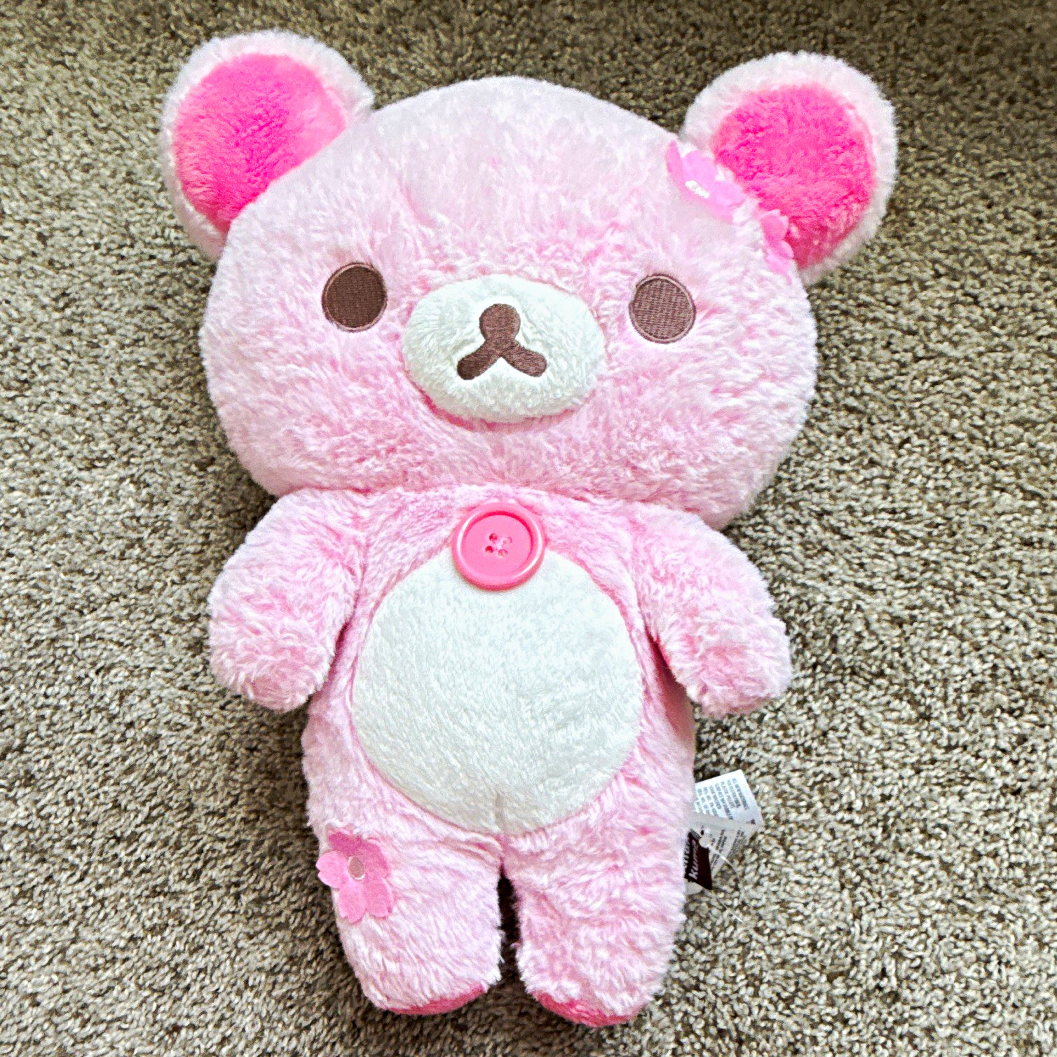San-X Sakura Rilakkuma Japan Pink/White Plush Stuffed Animal Bear 