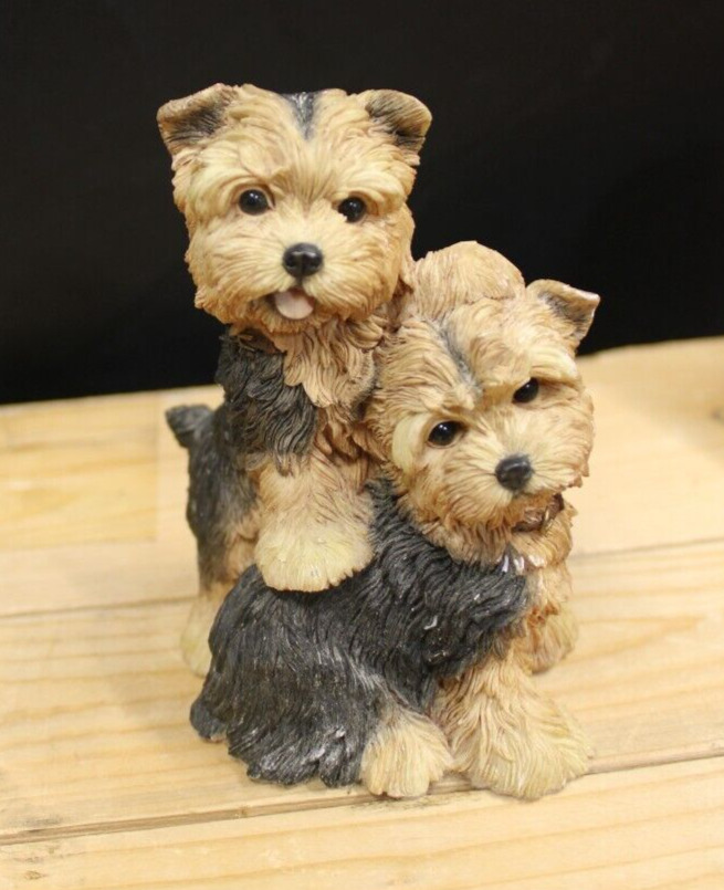 Barkers Tiggy & Chloe Brown and Black Terrior Dog Figurine Statue Hand Painted