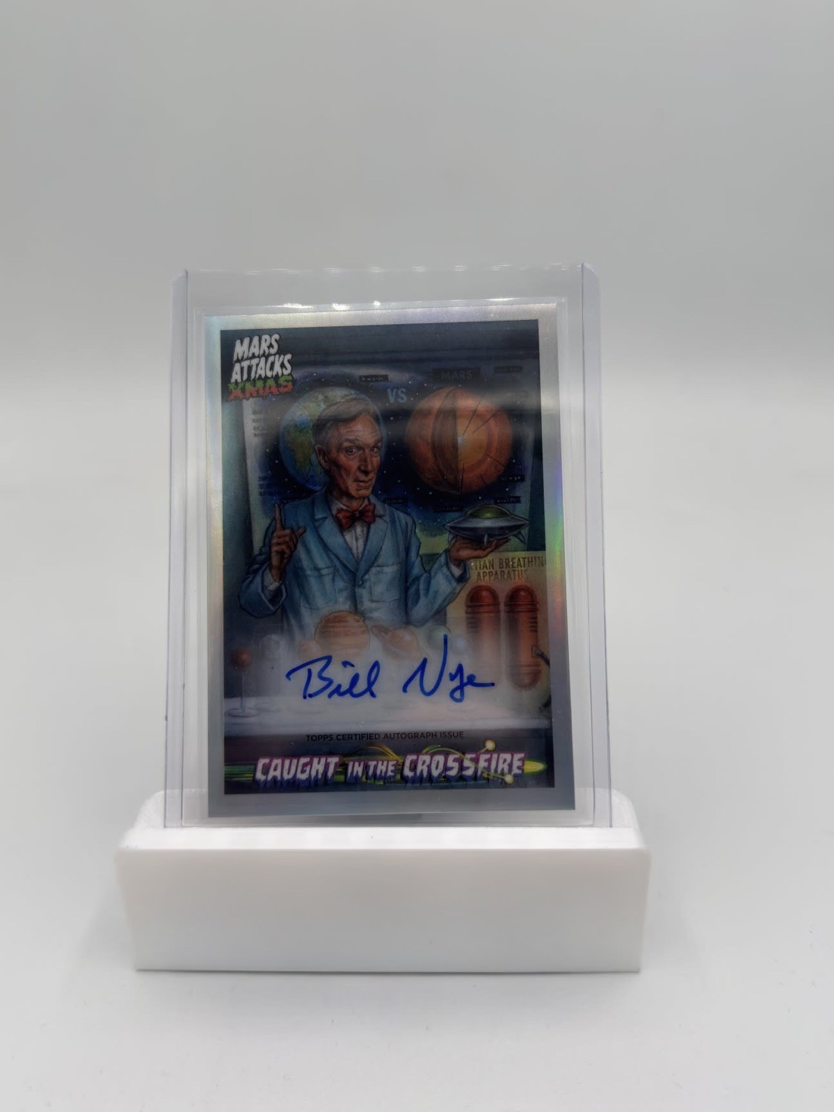 2026 Topps Mars Attack Xmas Bill Nye Auto Caught In The Crossfire 