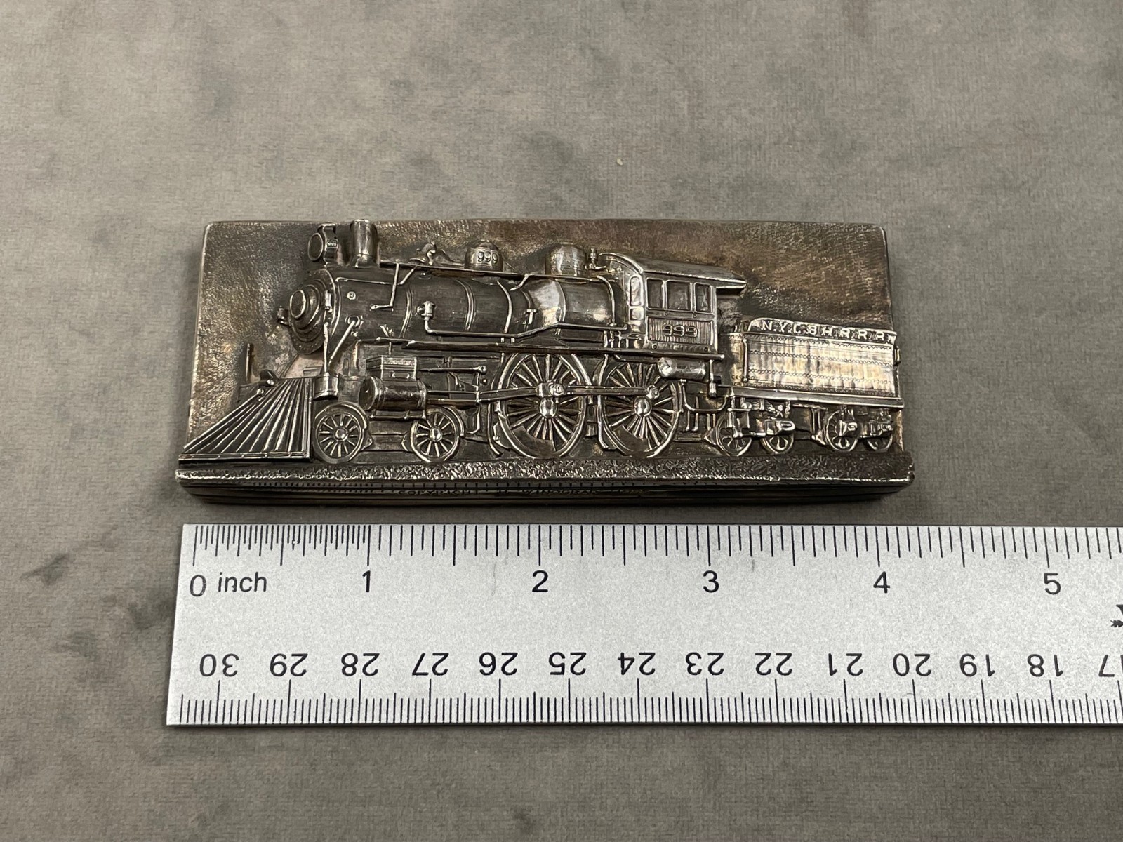 VINTAGE H WINOGRAD 999 SILVER REPOUSSE B&H TRAIN LOCOMOTIVE PAPERWEIGHT