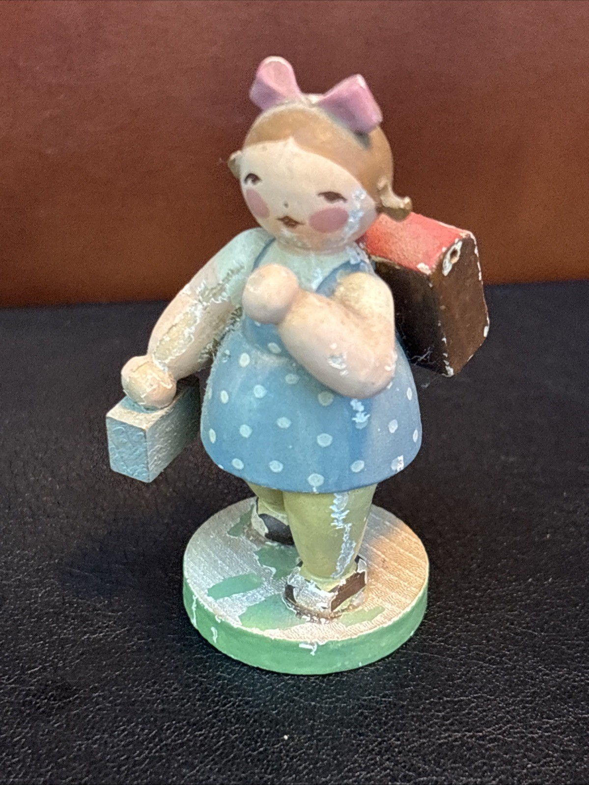 Erzgebirge Wendt Kuhn Girl Wanderer W Backpack Vintage Antique Decor Erzgebirge Wendt Kuhn Girl Wanderer W Backpack Vintage Antique Decor