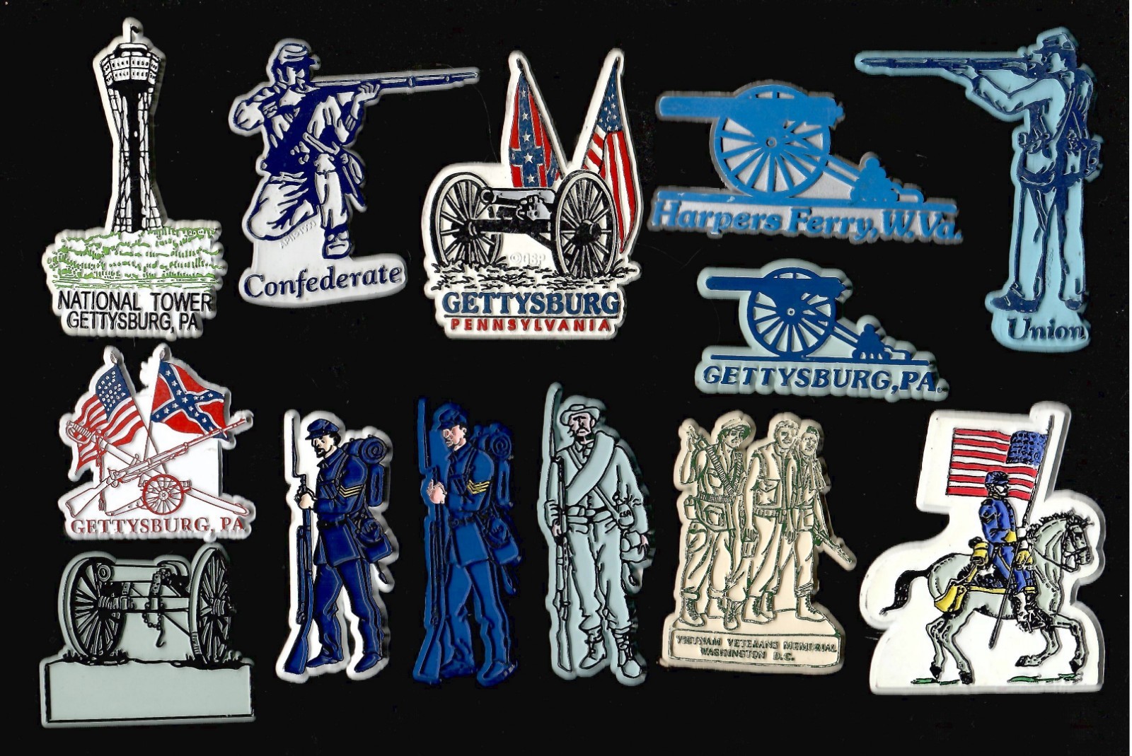 13x Lot Civil War Gettysburg, PA Vtg Flexible Rubber Fridge Magnet  Souvenir