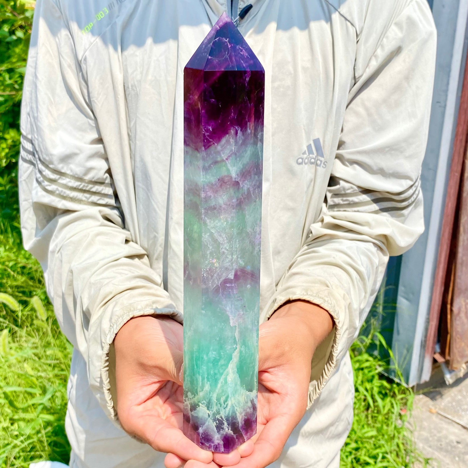 2.62LB Natural Fluorite Crystal Column Magic Wand Obelisk Point Earth Healing