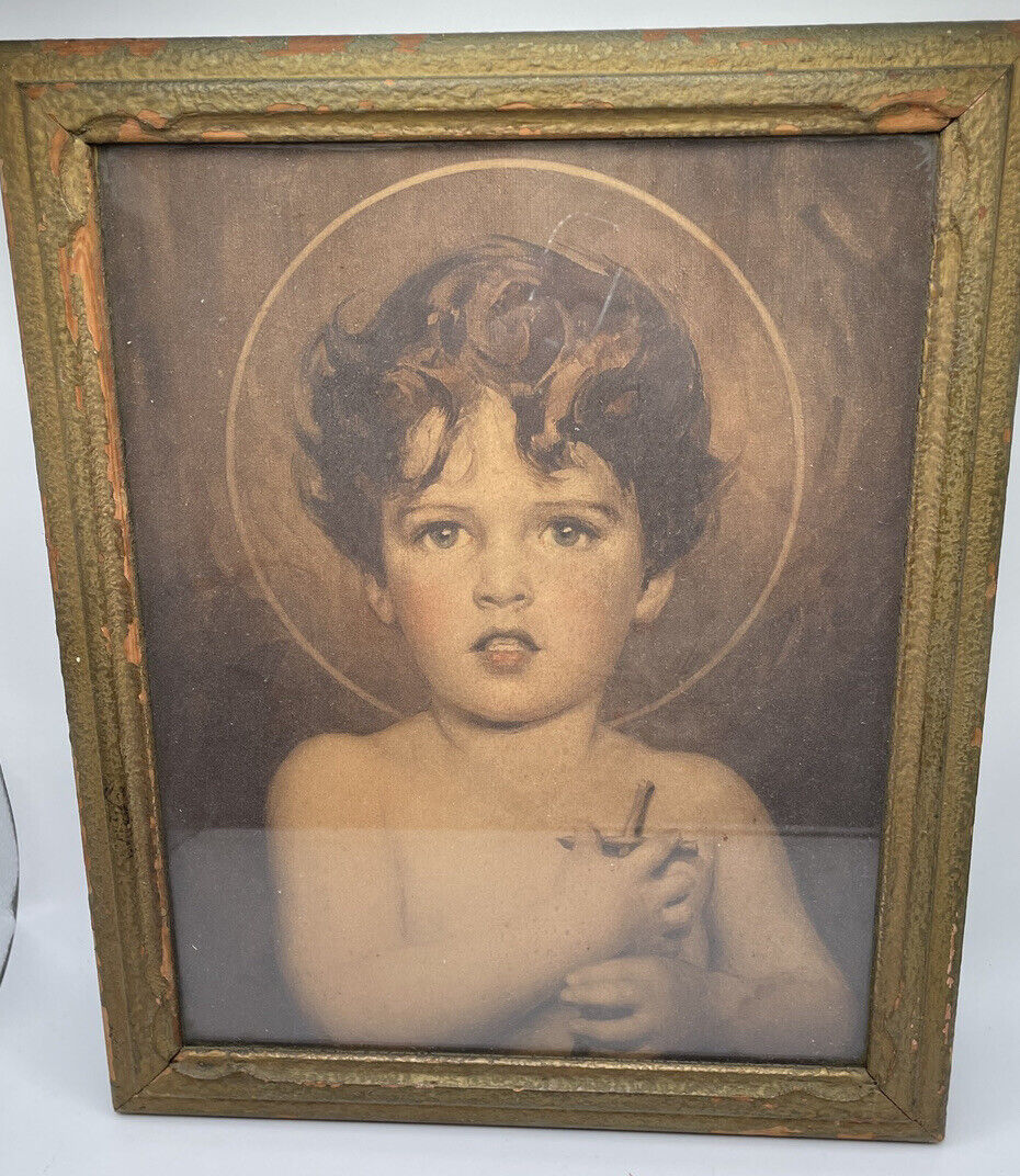 Vintage 1943 St John the Baptist Child By Charles Bosseron Chambers Print Framed