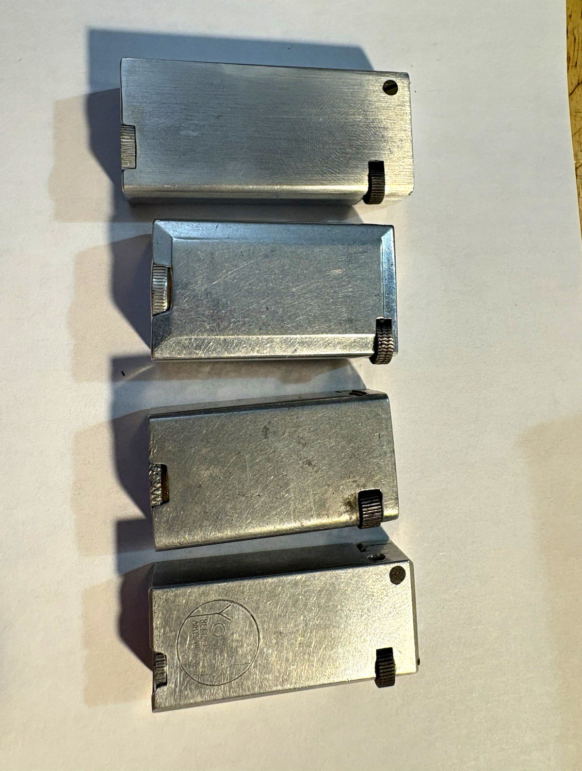 Vtg york,pow,smart craft&ferrelite aluminum block petro lighters